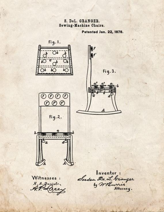 Sewing Machine Chairs Patent Print