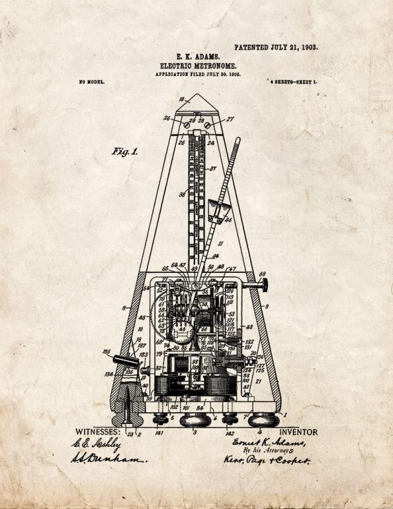 Electric Metronome Patent Print