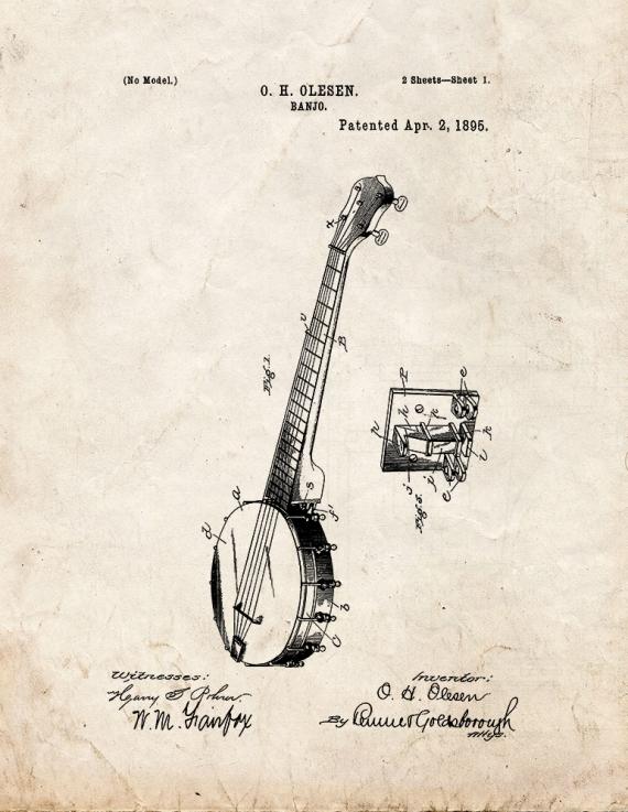 Banjo Patent Print