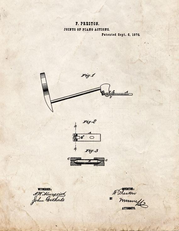 Piano Actions Patent Print