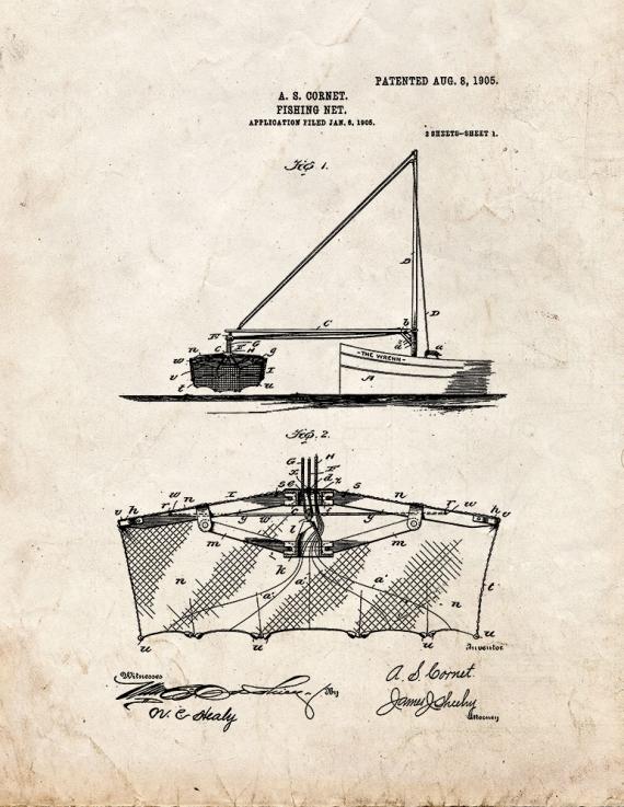 Fishing Net Patent Print