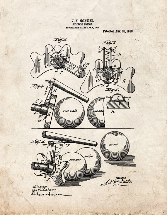 Billiard Bridge Patent Print