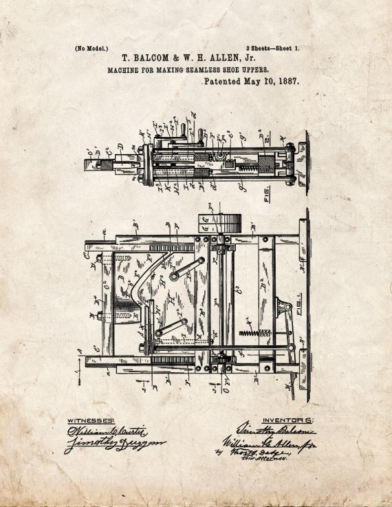 Machine For Making Seamless Shoe Uppers Patent Print