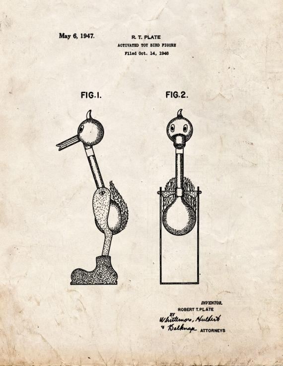 Activated Toy Bird Figure Patent Print