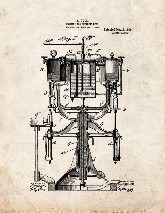 Machine for Bottling Beer Patent Print