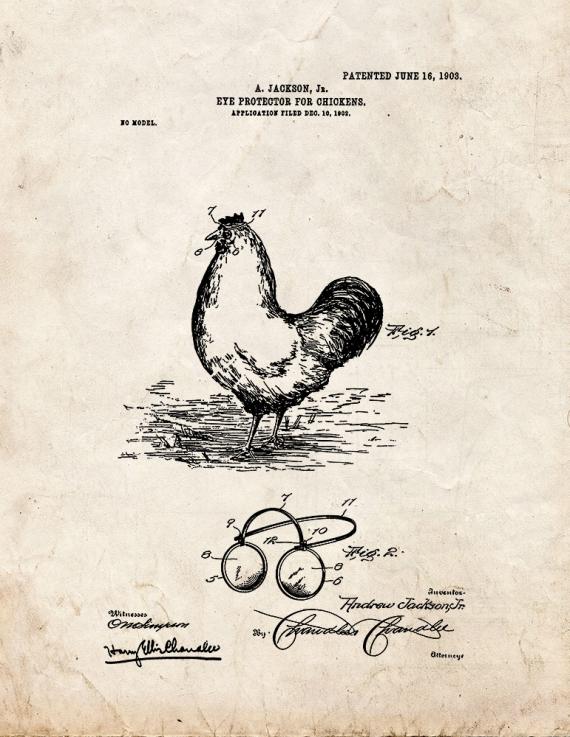 Eye-protector for Chickens Patent Print
