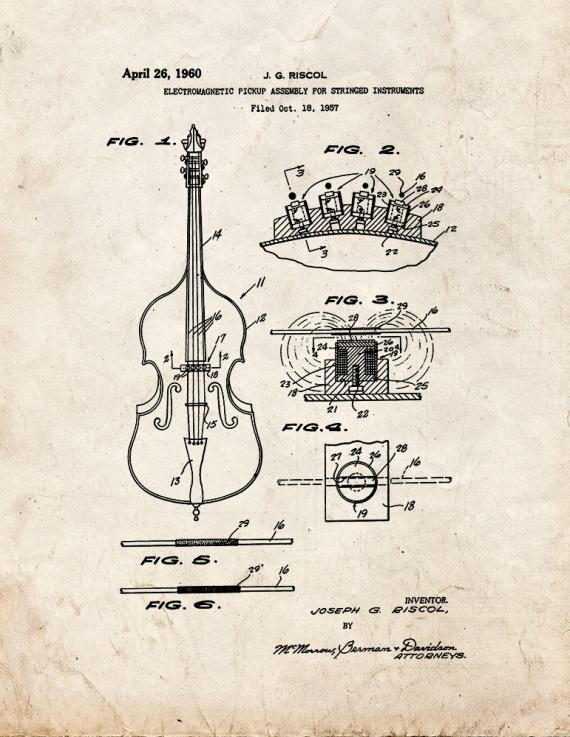 Electromagnetic Pickup Assembly For Stringed Instruments Patent Print