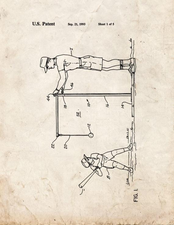 Tethered Ball Batting Practice Apparatus Patent Print