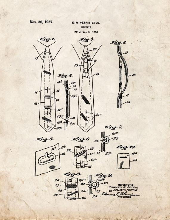 Necktie Patent Print