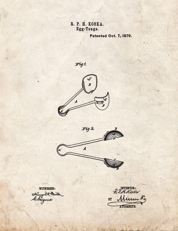Egg Tongs Patent Print