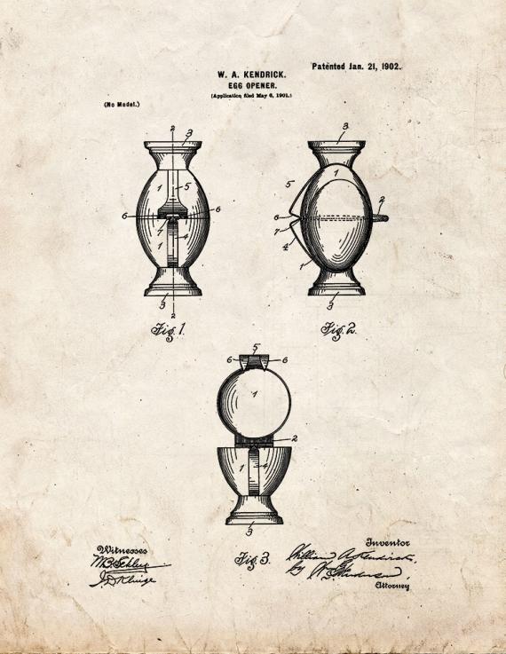 Egg Opener Patent Print