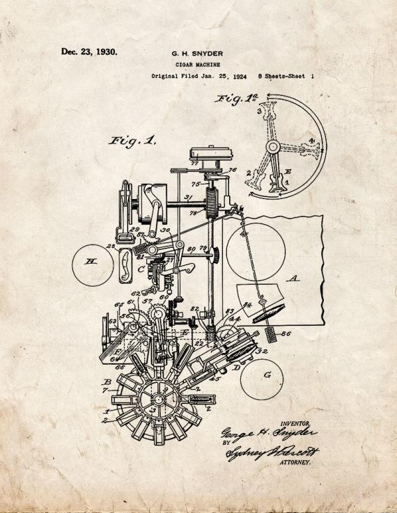 Cigar Machine Patent Print
