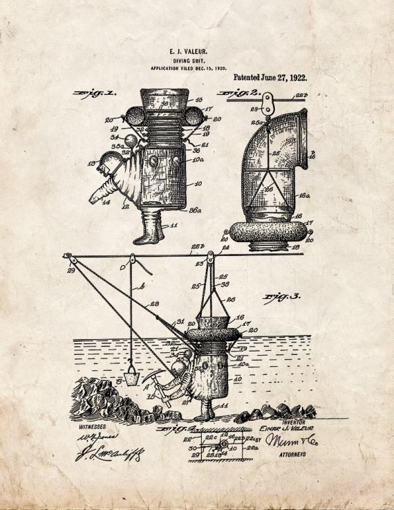 Diving Suit Patent Print