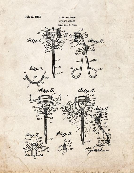 Eyelash Curler Patent Print