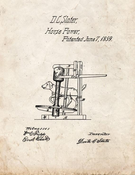 Operating Machinery By Dog-Power Patent Print