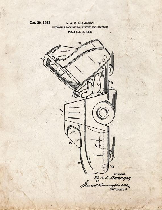 Automobile Body Having Pivoted End Sections Patent Print