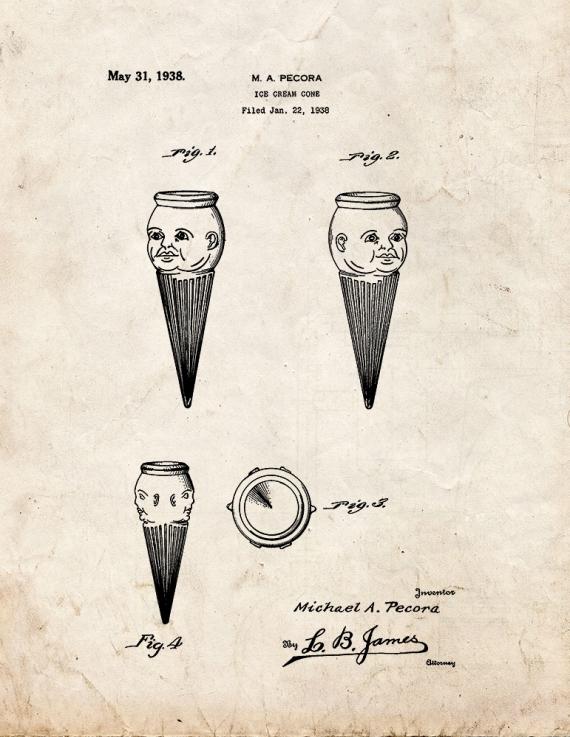 Ice Cream Cone Patent Print