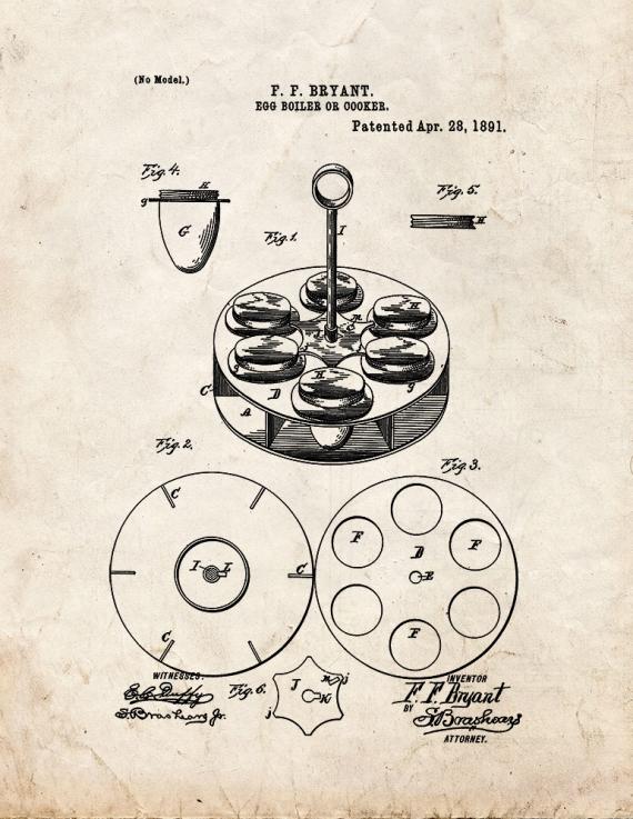 Egg Boiler Or Cooker Patent Print