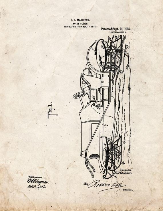 Motor-sleigh Patent Print
