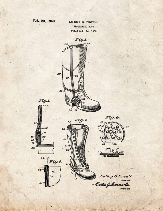 Ventilated Boot Patent Print