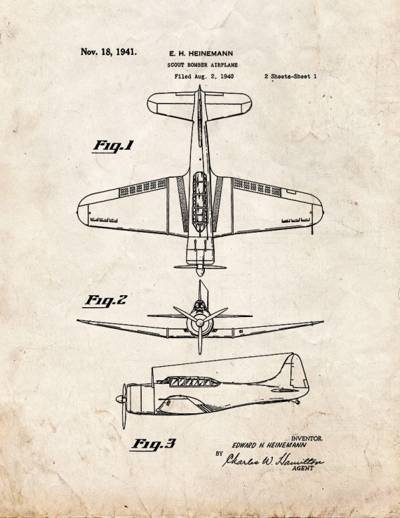 Scout Bomber Airplane Patent Print