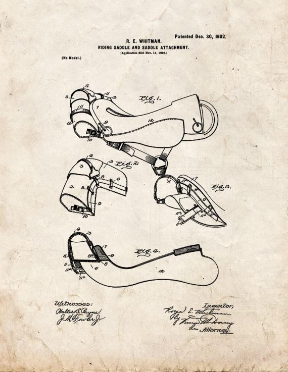 Horse Riding Saddle Patent Print