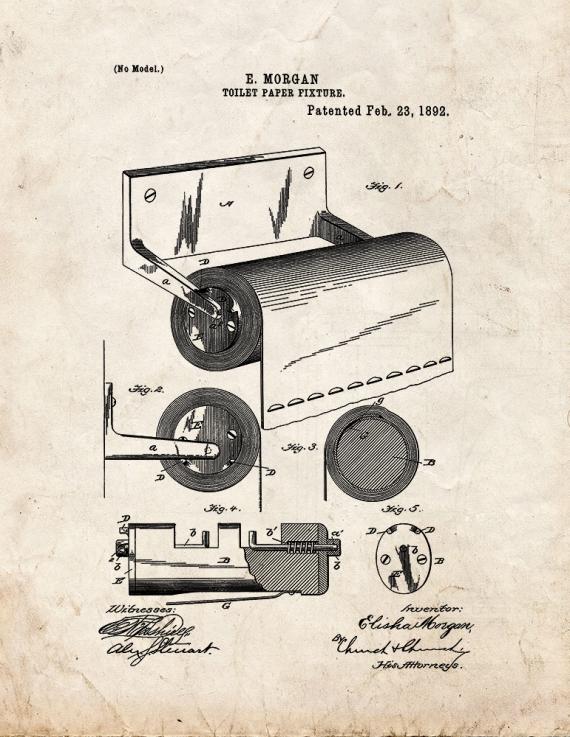 Toilet Paper Holder Patent Print