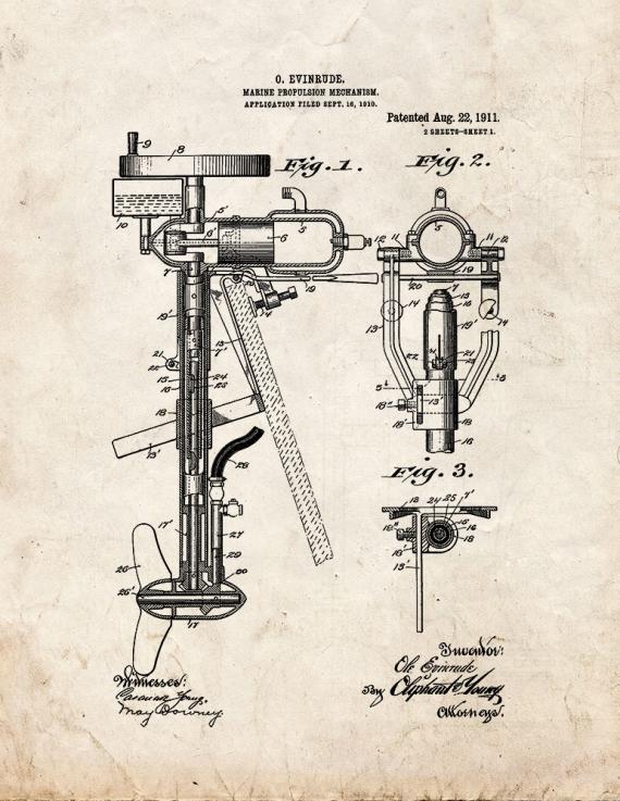 Evinrude Marine Propulsion Mechanism Patent Print