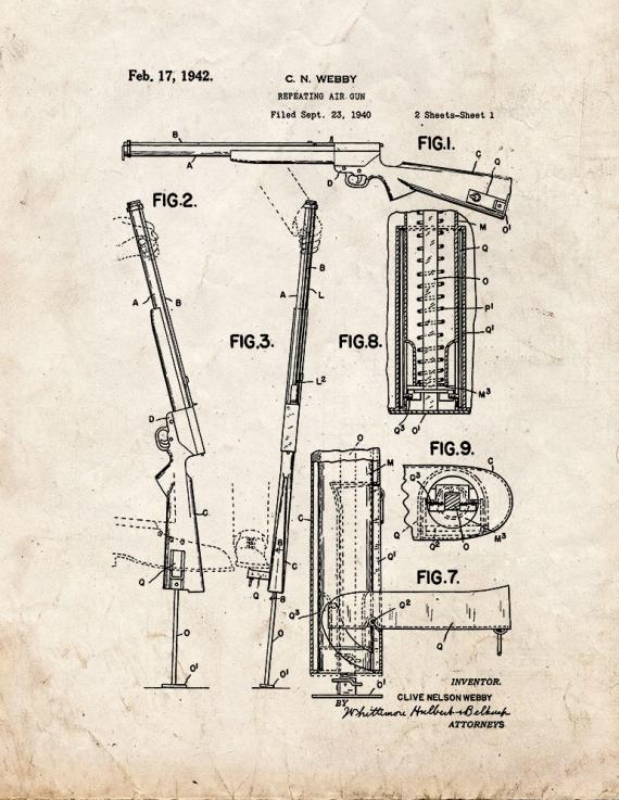 Repeating Air Gun Patent Print