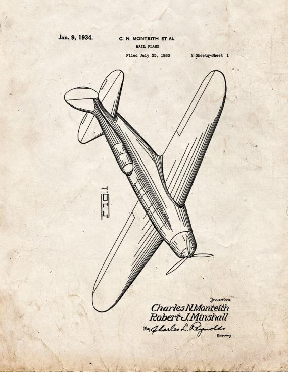 Mail Plane Patent Print