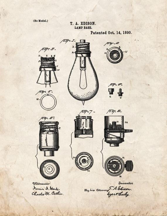 Lamp Base Patent Print