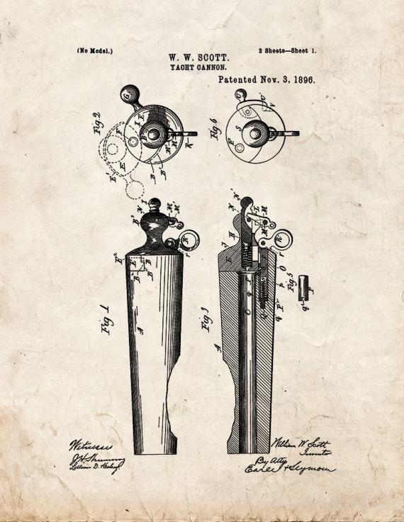 Yacht Cannon Patent Print