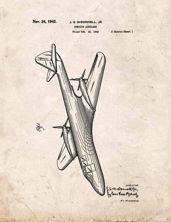 Pursuit Plane Patent Print