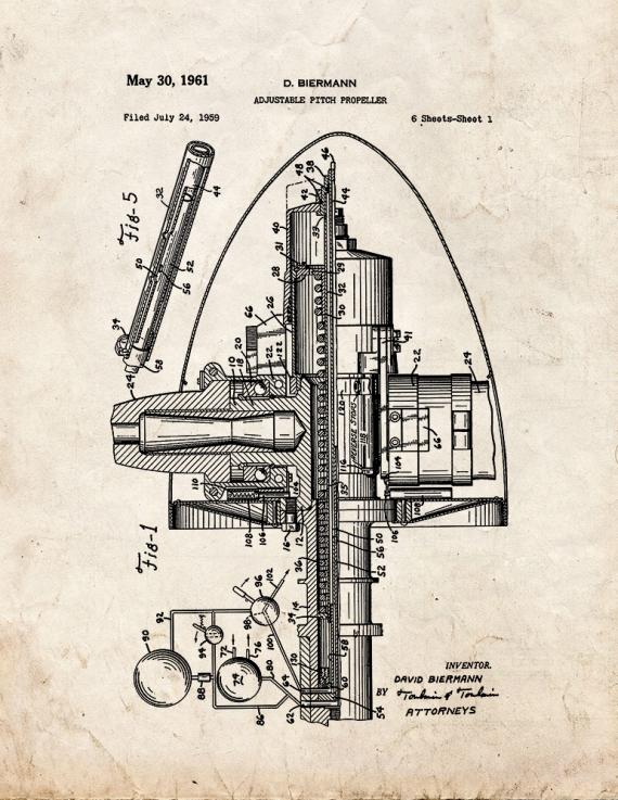 Adjustable Pitch Propeller Patent Print