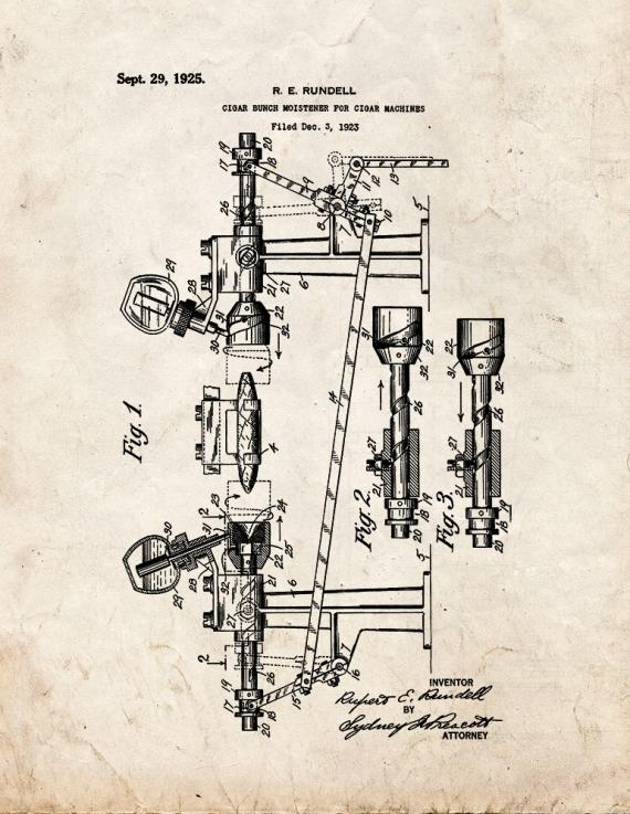 Cigar Bunch Moistener for Cigar Machines Patent Print