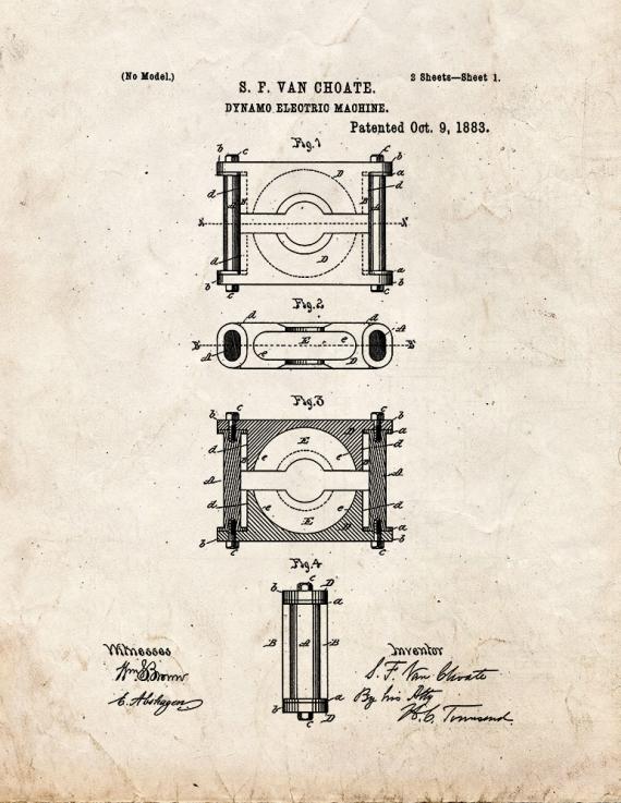 Dynamo Electric Machine Patent Print