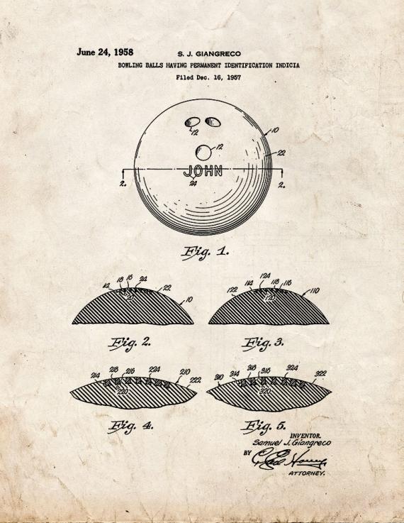 Bowling Ball Patent Print