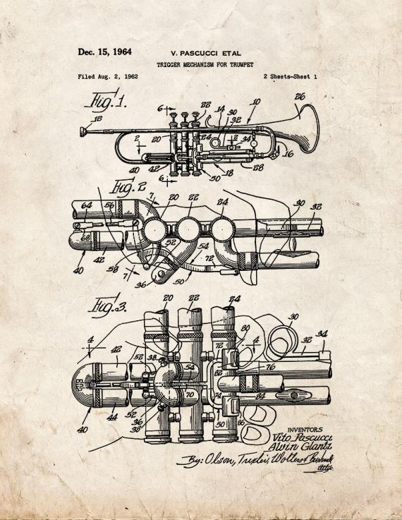 Trumpet Patent Print