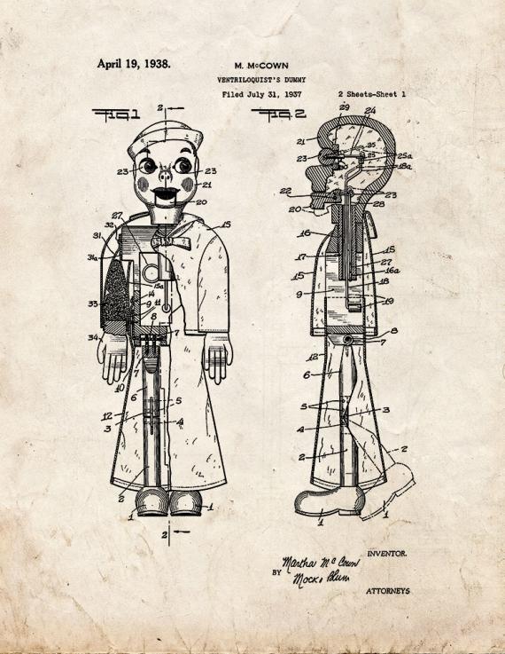 Ventriloquist's Dummy Patent Print