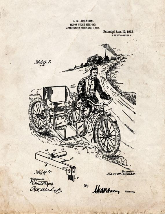 Motorcycle Side Car Patent Print