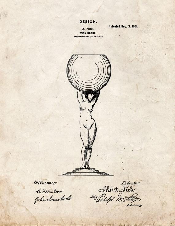 Wine Glass Patent Print