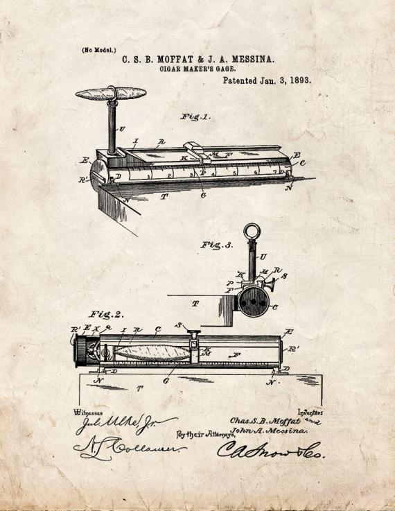 Cigar Maker's Gage Patent Print