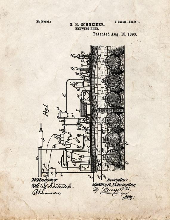 Brewing Beer Patent Print
