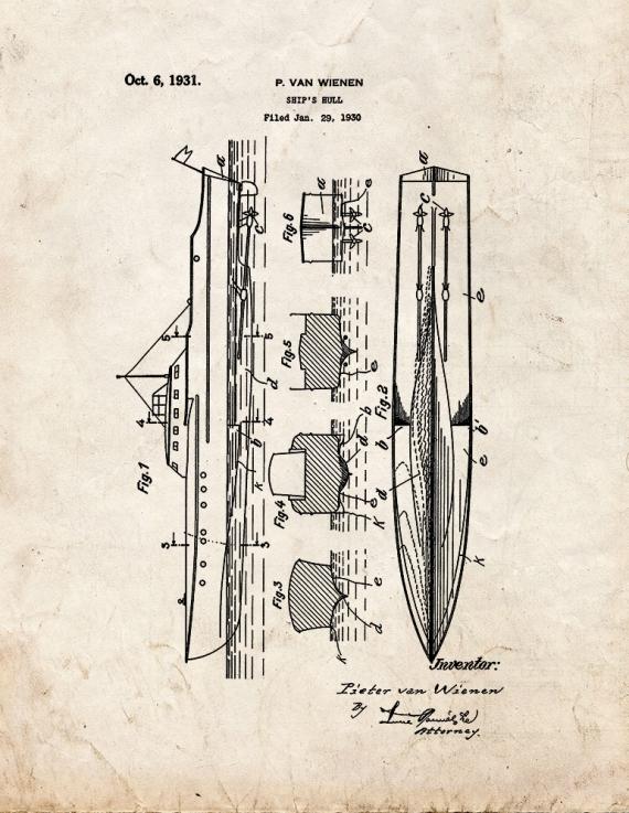 Ship's Hull Patent Print