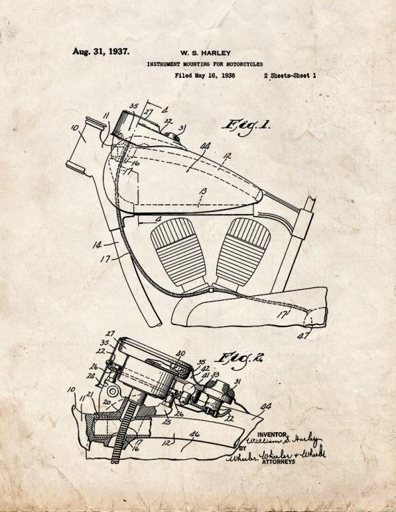 Instrument Mounting for Motorcycles Patent Print