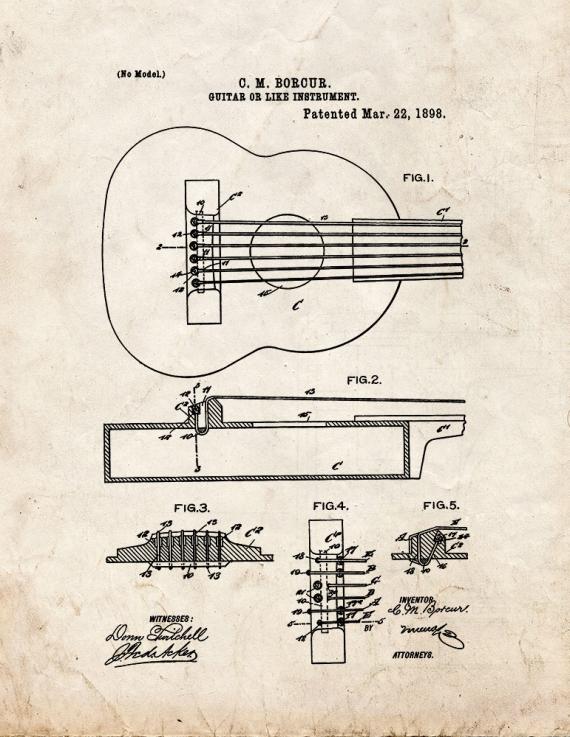 Guitar Patent Print
