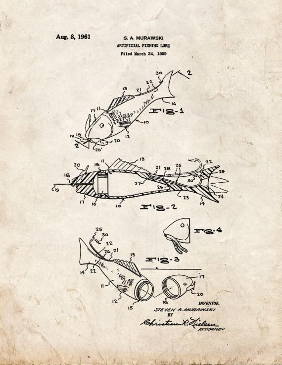 Artificial Fishing Lure Patent Print