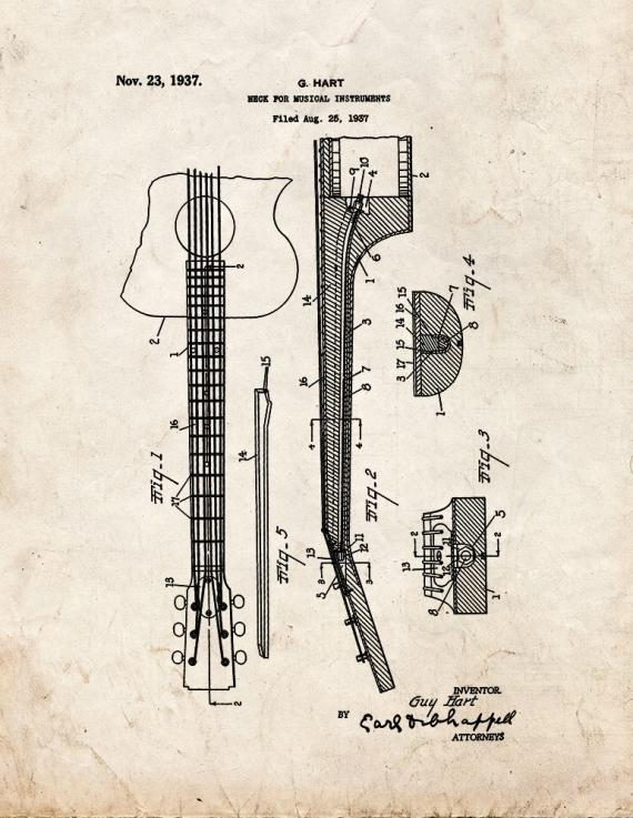 Neck for Musical Instruments Patent Print