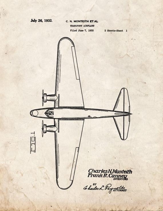 Transport Airplane Patent Print