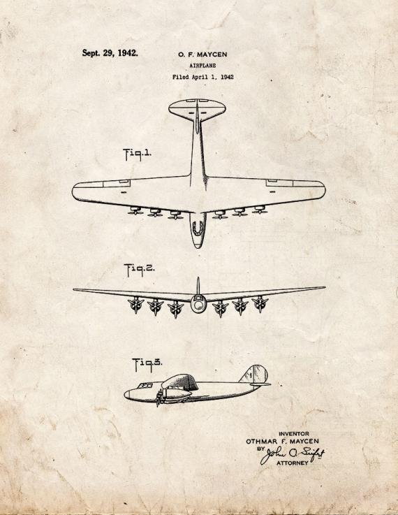 Airplane Patent Print